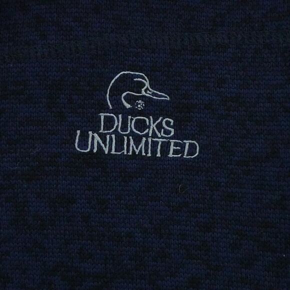 Ducks Unlimited Sweater Mens Medium Blue 1/4 Zip Fleece Preppy Outdoors Pockets - Picture 8 of 14